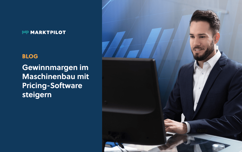 Feature Bild mit Blog-Titel und einem Mann in Anzug, der vor einem Laptop sitzt