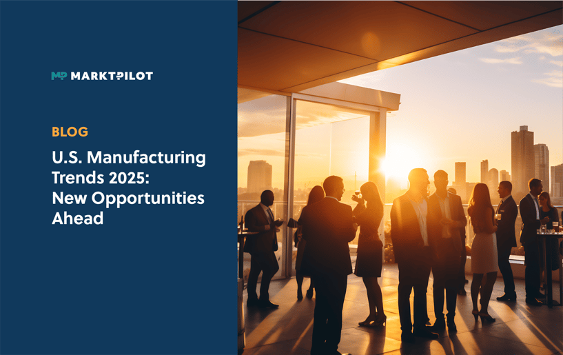 Feature image blog post US Manufacturing Trends 2025 showing a group of people networking