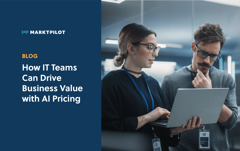Feature image for the blog with an IT Team discussing how to leverage AI for their company