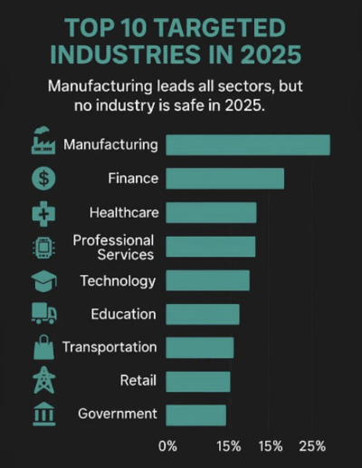 top 10 cyber attacks targeted indsutries in 2025