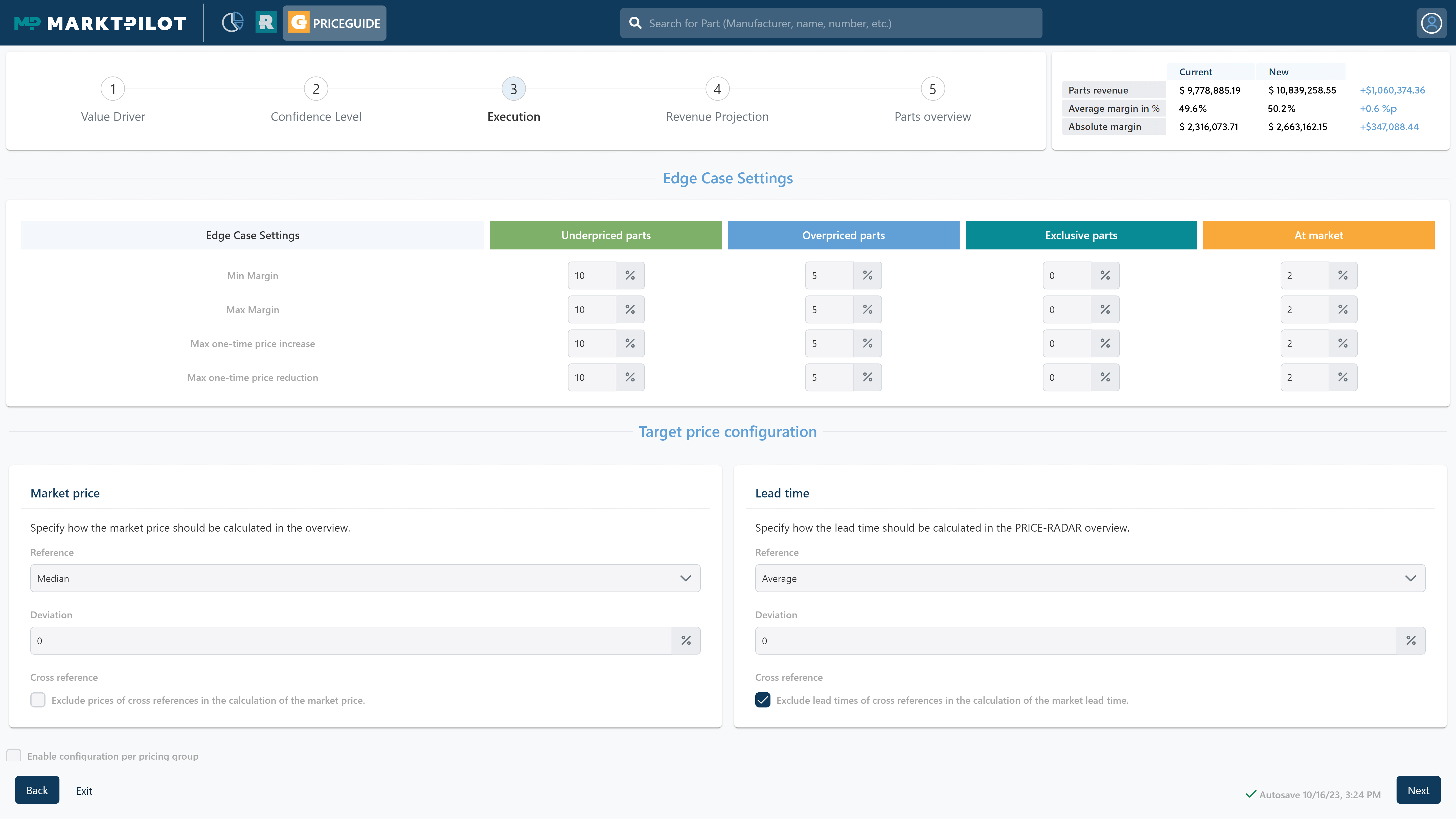 Execution & Set Confidence Level for Price Adjustment